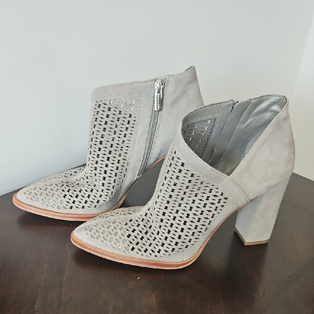 Gray Women's Block Heel Ankle Boots